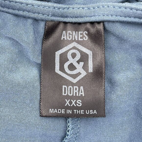 Agnes & Dora Sz XXS Blue Short Sleeve Tunic Mini Dress Stretch Lightweight - Picture 6 of 7